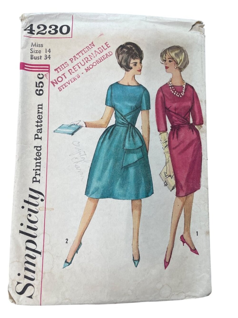 Vintage Simplicity 4230 Sewing Pattern Size 14 One Piece Dress Two Skirts CUT